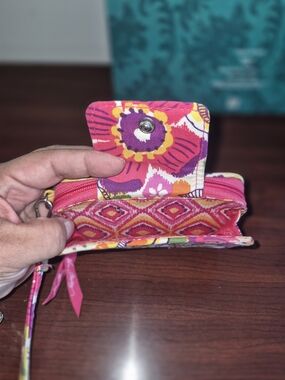 Floral Pink Patterned Wristlet Wallet - Women's Small Bag